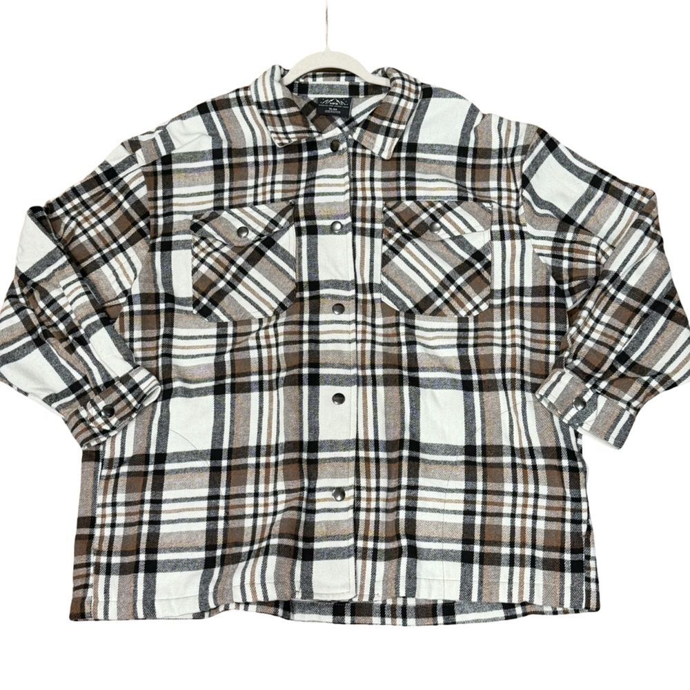 🌟 HFX Women’s Heavy Flannel Plaid Shirt Jacket Shacket XL‎ NWT